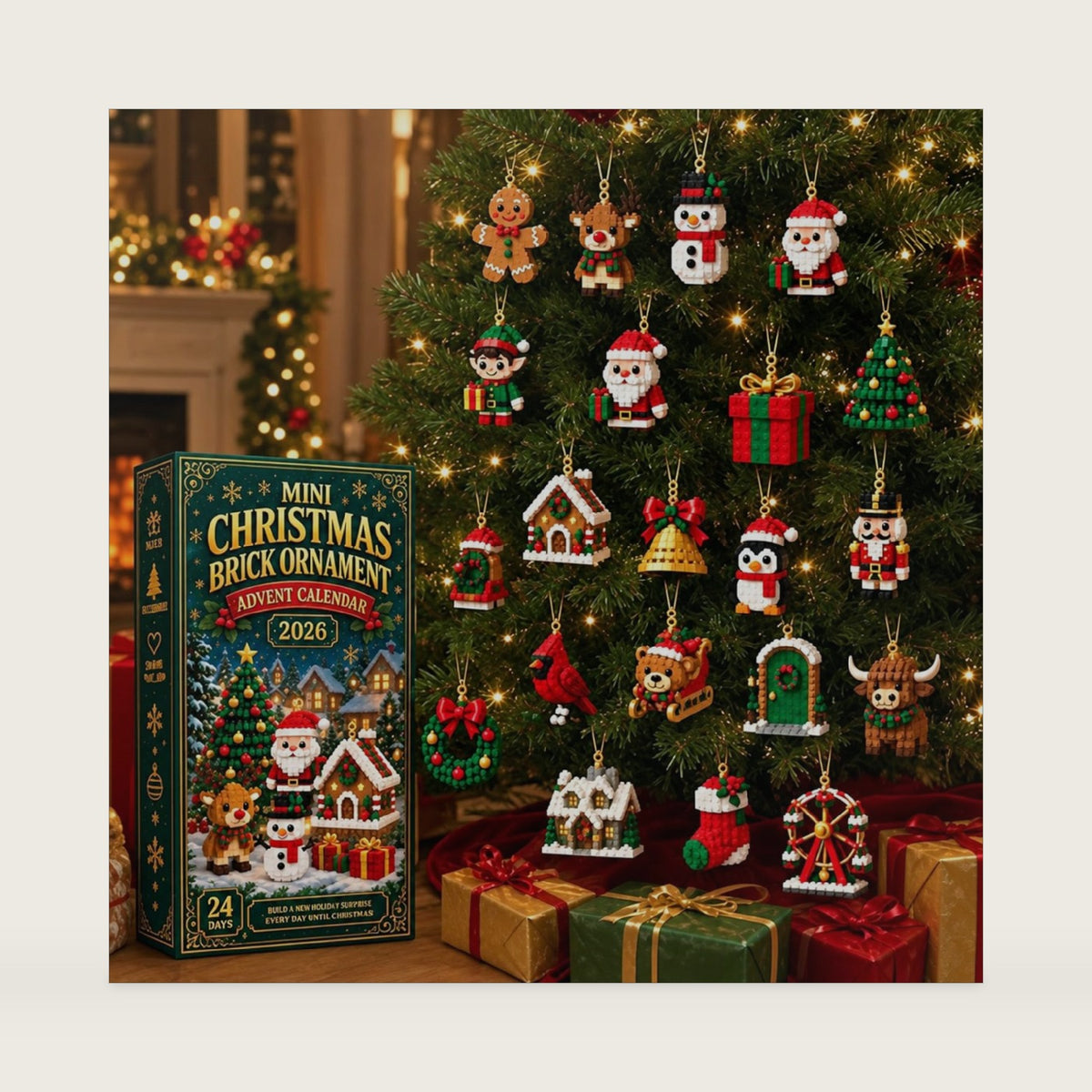 Mini Christmas Bricks Advent Calendar 2026, Christmas Building Block Set