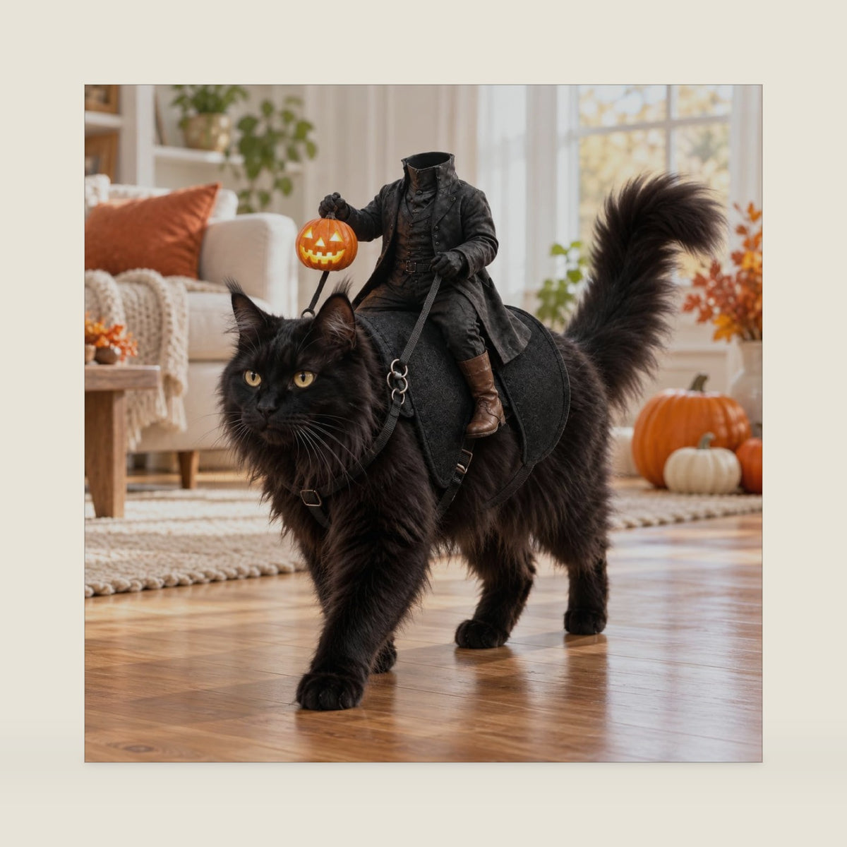 Headless Horseman Dog Costume, Adjustable Halloween Saddle for Cats
