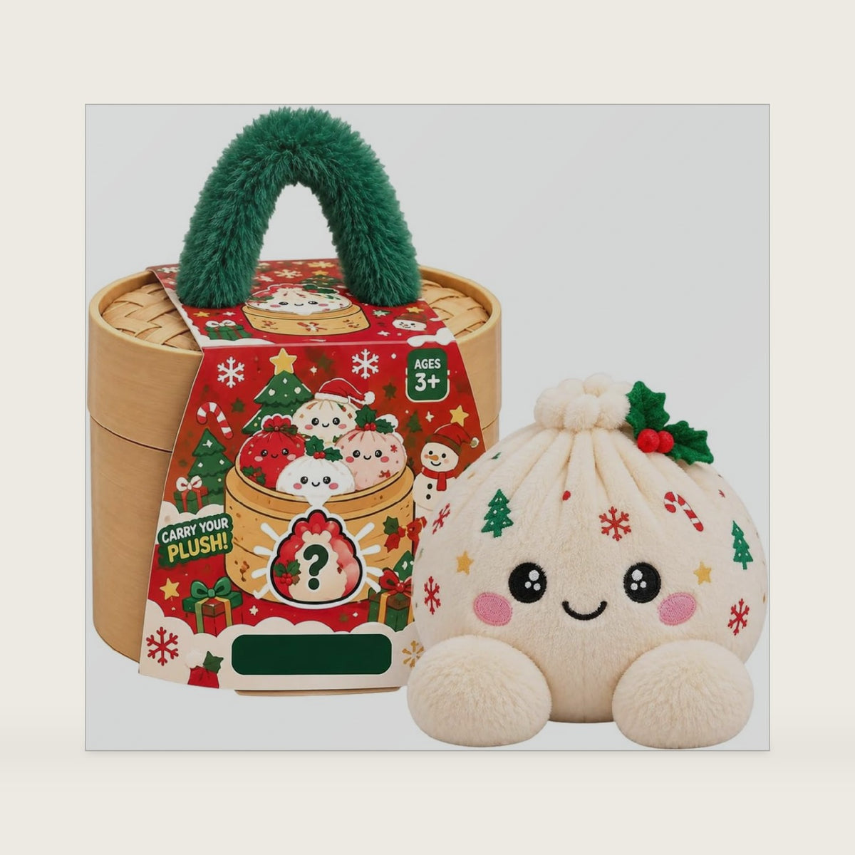 Christmas Plush Dumpling Pillow, Mystery Dumpling Plush Doll with Box