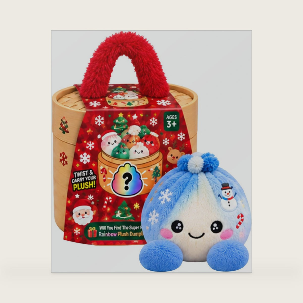 Christmas Cute Plush Mystery Big Dumpling Bun Squishies with Steamer