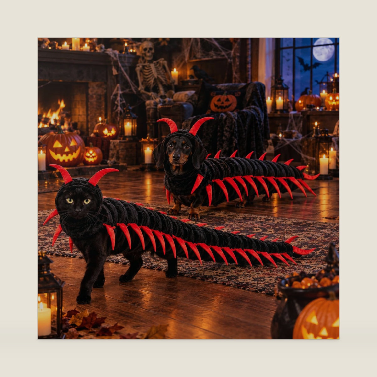 Centipede Cat Costume 3D Plush Halloween Outfit for Small Dogs Pets