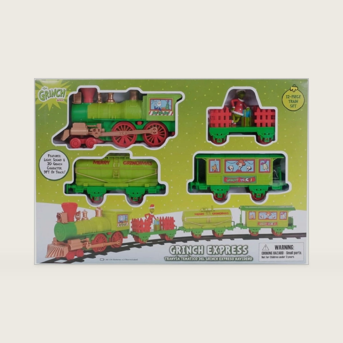 All I Want for Christmas! Dr. Seuss The Grinch Express 12‑Piece Holiday Train Set with Light, Sound, and 9‑Foot Track